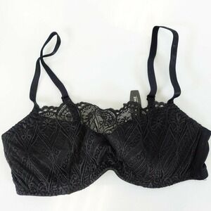 ADORE ME Black Lace Bra 36C Wired Push-up Adjustable Straps Smooth Cups Sexy NEW